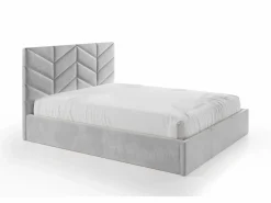 Clearance Vente-unique Canapé abatible de 180 x 200 cm de tela texturizada + colchón - JUSTANI Gris