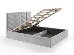 Clearance Vente-unique Canapé abatible de 180 x 200 cm de tela texturizada + colchón - JUSTANI Gris