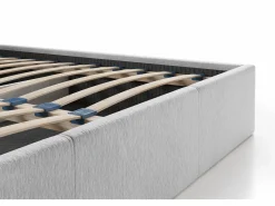 Clearance Vente-unique Canapé abatible de 180 x 200 cm de tela texturizada + colchón - JUSTANI Gris