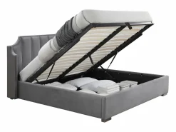 Discount Canapé abatible de 160 x 200 cm con cabecero curvado de terciopelo + colchón - TEOMIS Cama Terciopelo|Cama Con Canapé
