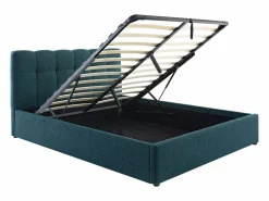 Vente-unique Canapé abatible de 160 x 200 cm de tela bouclé azul petróleo - MAZIRI