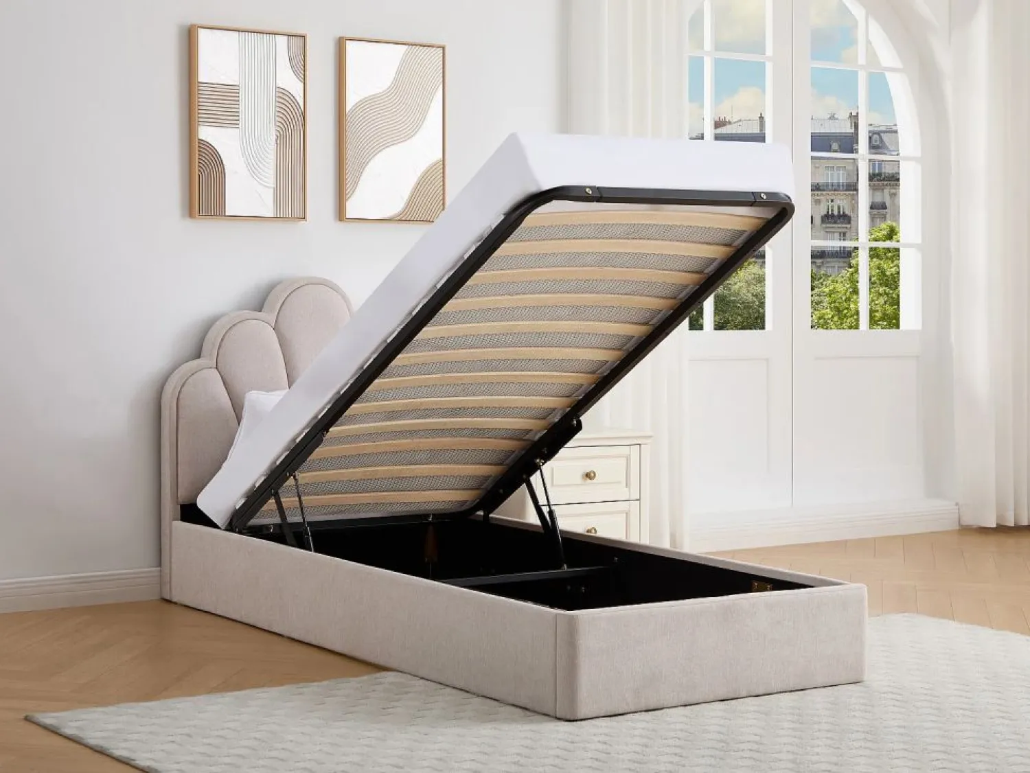 Discount Vente-unique Canapé abatible de concha 90 x 190 cm tela + colchón - CORALUNO Beige