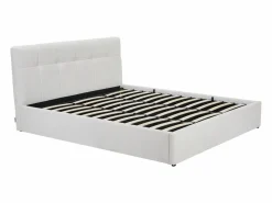 Vente-unique Canapé abatible King Size 180 x 200 cm en tela bouclé blanca + colchón - MAZIRI