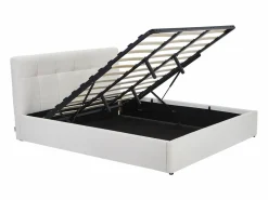 Vente-unique Canapé abatible King Size 180 x 200 cm en tela bouclé blanca + colchón - MAZIRI
