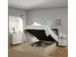 VS Venta-stock Canapé Abatible Petra 135x190 cm Blanco Nordic de Gran Capacidad