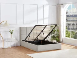 Online Vente-unique Canapé abatible queen size 160 x 200 en tela gris + colchón - HOPEYA de Pascal Morabito Gris claro