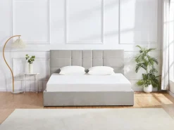 Online Vente-unique Canapé abatible queen size 160 x 200 en tela gris + colchón - HOPEYA de Pascal Morabito Gris claro