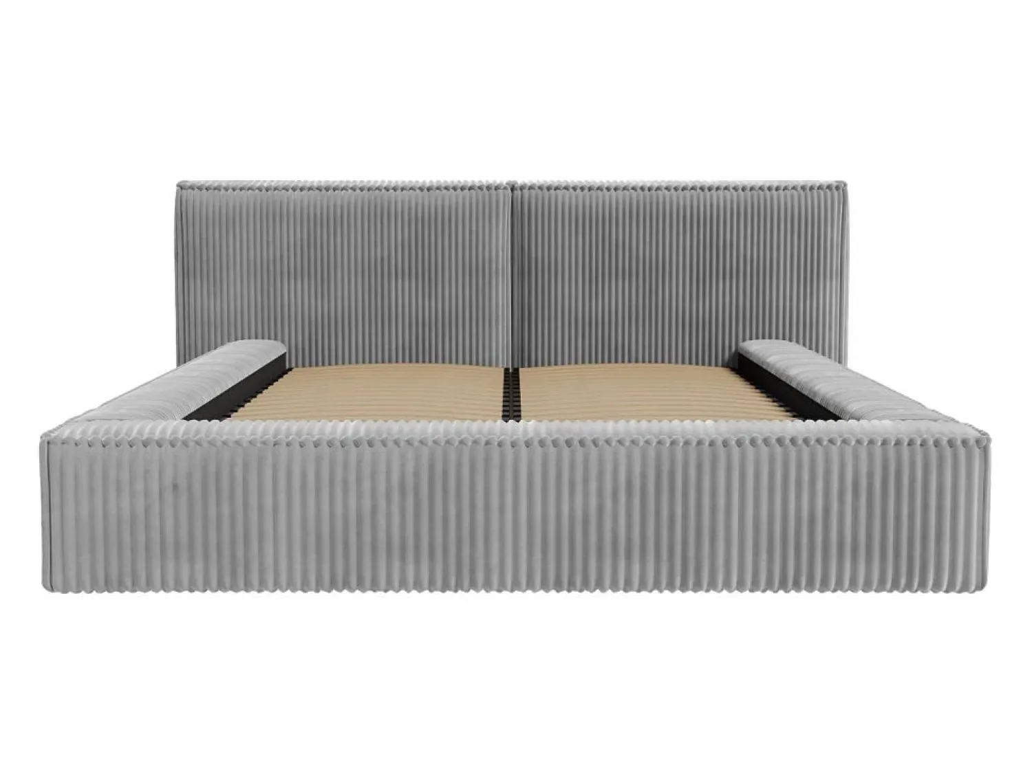 Clearance Vente-unique Canapé abatible 180x200cm terciopelo grueso acanalado + colchón - TIMANO de Pascal Morabito Gris claro