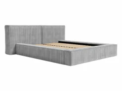Outlet Vente-unique Canapé abatible 160x200cm terciopelo grueso acanalado + colchón - TIMANO de Pascal Morabito Gris claro