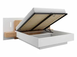 Outlet Canapé abatible y mesitas de noche en 160 x 200 cm con luces LEDs blanco y natural - FRANCOLI Cama Con Canapé|Cama Con Almacenaje