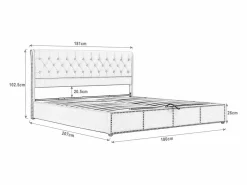 OKWISH Canapé acolchado con palanca hidráulica 180x200 cm terciopelo - Gris oscuro (sin colchón)