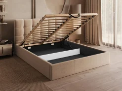 Sale Vente-unique Canapé arcón king size 200 x 200 cm de terciopelo en color + colchón - MIRDAL Beige