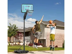 Canasta de baloncesto ajustable con soporte rodante, altura 146-236 cm, plástico, (175 x 71 x 270 cm)