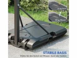 Canasta de baloncesto ajustable con soporte rodante, altura 146-236 cm, plástico, (175 x 71 x 270 cm)