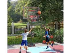 Canasta de baloncesto ajustable para niños, con ruedas y soporte, de plástico, color (82 x 53 x 306 cm)