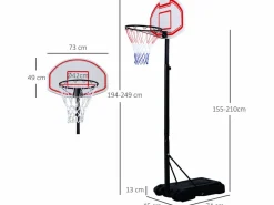 Discount Canasta de baloncesto blanco y negro 73x49x249 cm Cesta De Baloncesto