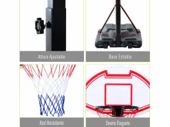Discount Canasta de baloncesto blanco y negro 73x49x249 cm Cesta De Baloncesto