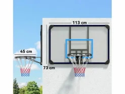 Discount Canasta de baloncesto de pared de diseño profesional, de acero, negra, con red (113 x 61 x 73 cm) Cesta De Baloncesto