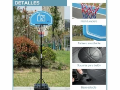 Clearance Homcom Canasta de baloncesto negro y azul 76x70x254 cm Multicolor