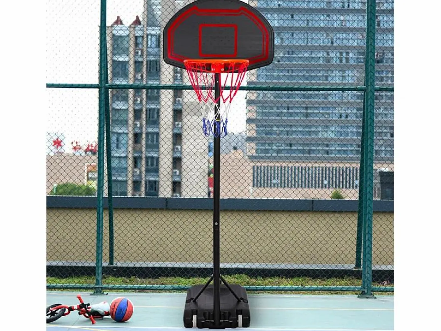 Clearance AHD Canasta de baloncesto portátil y regulable en altura 160-210 cm LA Multicolor