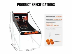 Hot Canasta de Baloncesto SucceBuy, Juego Arcade de Baloncesto Plegable de Doble Tiro para Interiores, 2 Jugadores, 4 Pelotas Cesta De Baloncesto