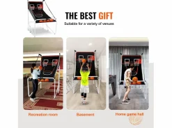 Hot Canasta de Baloncesto SucceBuy, Juego Arcade de Baloncesto Plegable de Doble Tiro para Interiores, 2 Jugadores, 4 Pelotas Cesta De Baloncesto
