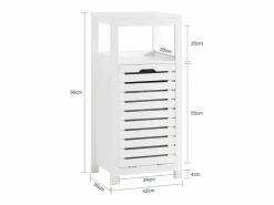 Sobuy Canasto para la Colada Mueble de baño con cesto para Ropa Sucia Amario para baño 42 x 30 x 90 cm BZR67-W ES