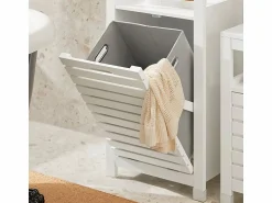 Sobuy Canasto para la Colada Mueble de baño con cesto para Ropa Sucia Amario para baño 42 x 30 x 90 cm BZR67-W ES