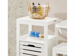 Sobuy Canasto para la Colada Mueble de baño con cesto para Ropa Sucia Amario para baño 42 x 30 x 90 cm BZR67-W ES