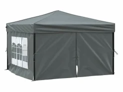 Carpa de fiesta plegable con paredes laterales antracita 3x3 m ES713260