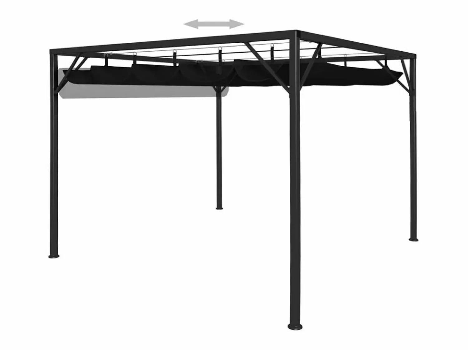 Hot Carpa de jardín con toldo retráctil 3x3 m Antracita Pérgola