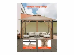 Clearance Carpa de Jardín SucceBuy Pantalla para Cenador de 305 x 305 x 213.5 cm (Malla Incluida) Caqui