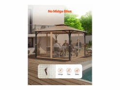Clearance Carpa de Jardín SucceBuy Pantalla para Cenador de 305 x 305 x 213.5 cm (Malla Incluida) Caqui