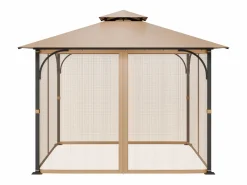 Clearance Carpa de Jardín SucceBuy Pantalla para Cenador de 305 x 305 x 213.5 cm (Malla Incluida) Caqui