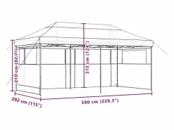 Carpa plegable para fiestas con 3 paredes laterales