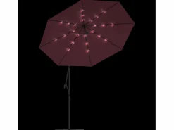 Outlet Garden Furniture Carrickboy Sombrilla jardín voladiza con luces LED palo de acero rojo vino