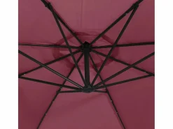 Outlet Garden Furniture Carrickboy Sombrilla jardín voladiza con luces LED palo de acero rojo vino