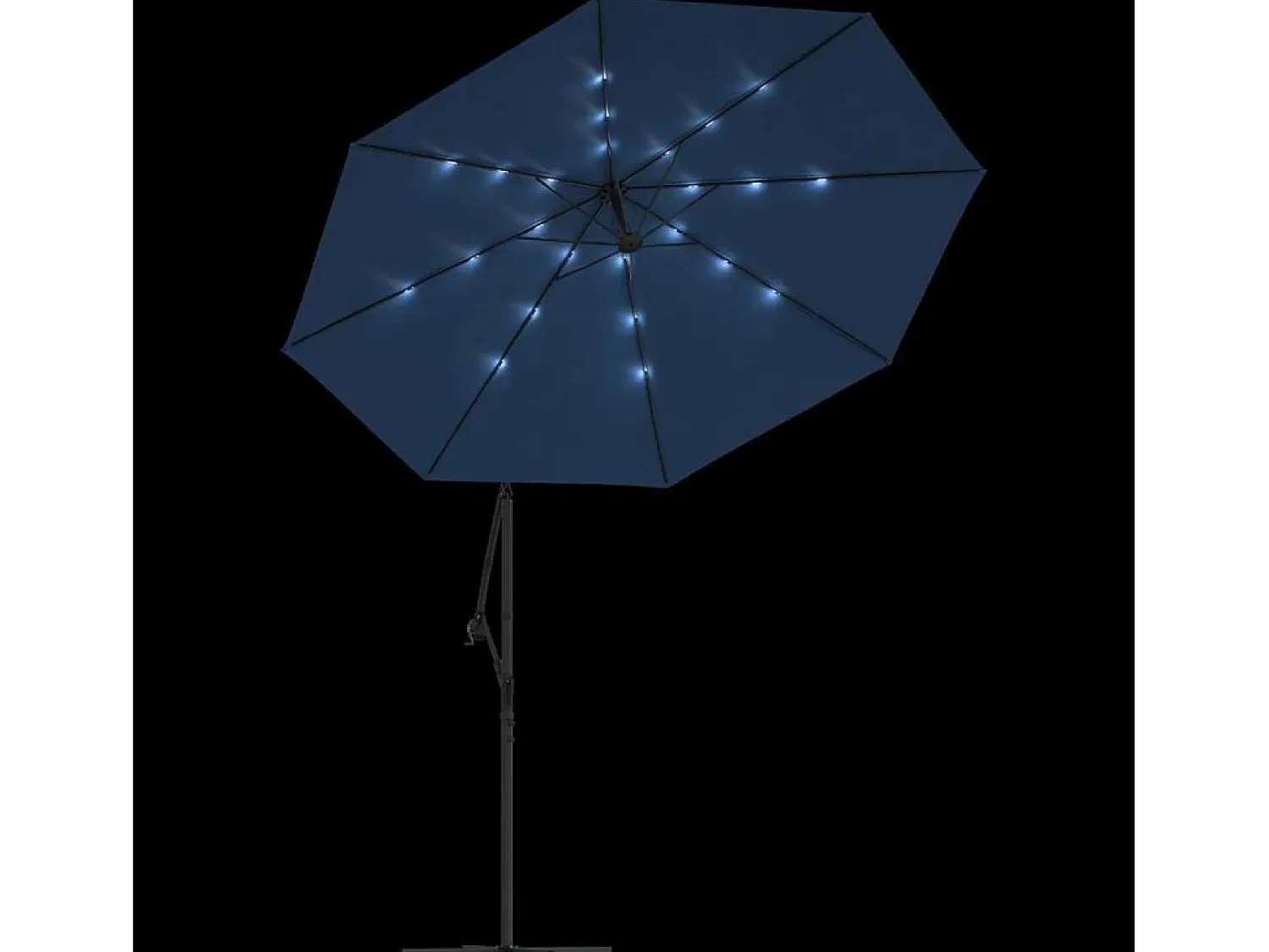 Discount Garden Furniture Carrickboy Sombrilla voladiza con luces LED y poste de acero azul 300 cm