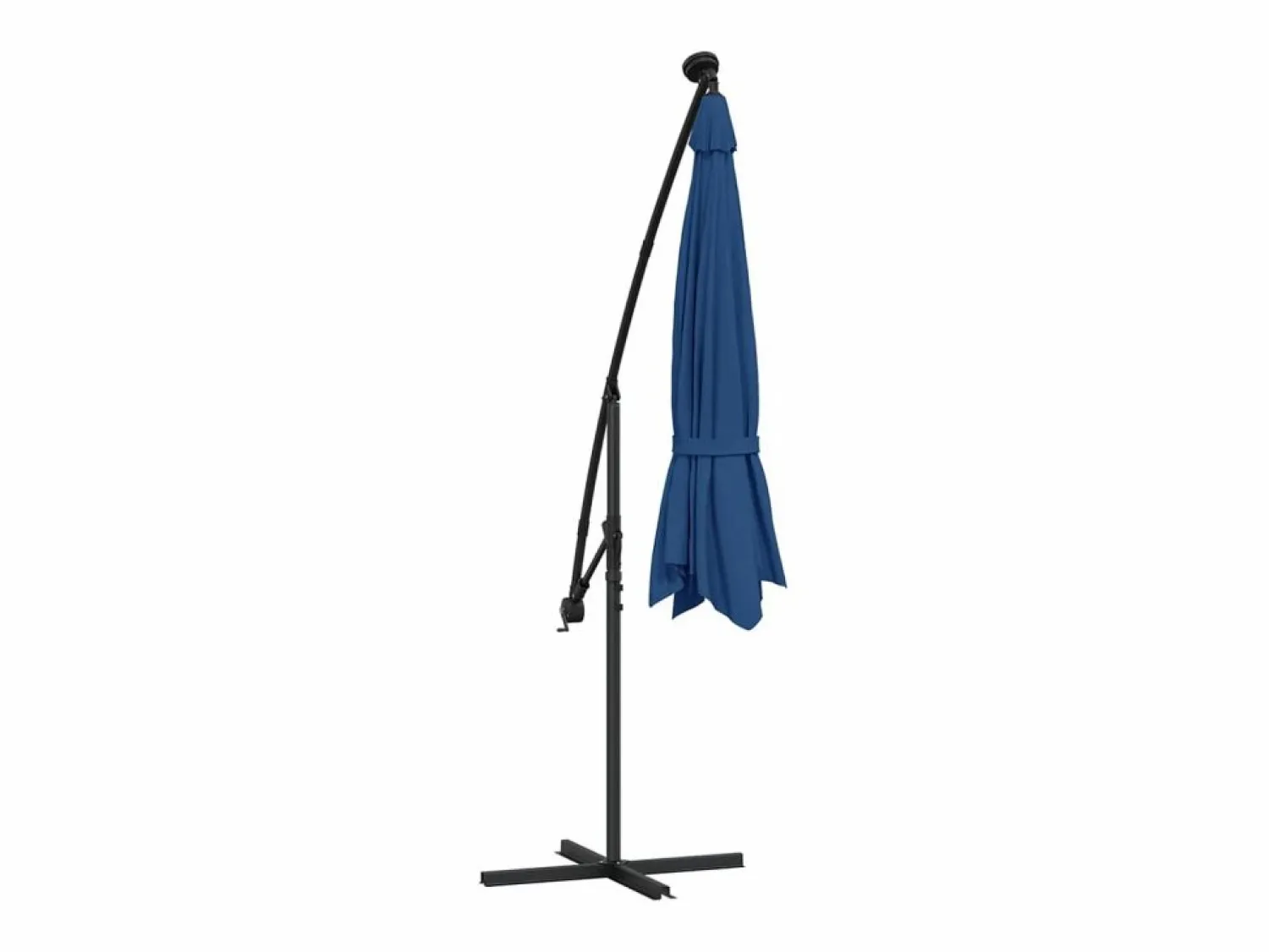 Discount Garden Furniture Carrickboy Sombrilla voladiza con luces LED y poste de acero azul 300 cm