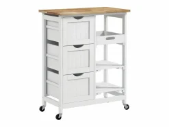Homcom Carrito auxiliar Austen Homocm 3 cajones con 2 estantes y bandeja extraíble 85,5x67x37 cm