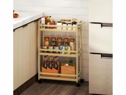 Discount Carrito auxiliar Cover 3 niveles con ruedas natural 75x55x20 cm Mueble De Aseo