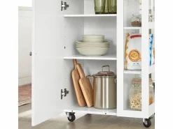 New Carrito Auxiliar de Cocina Tres estantes y una Puerta 60x40x90cm FKW75-WN ES Mueble Camarera