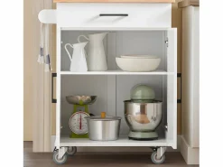 Online Sobuy Carrito Auxiliar de Cocina con 2 Puertas 1 Cajón 1 Toallero y 4 Ruedas Carro de Servir Multiusos Armario de Cocina 74.5x 45,5 x 91 cm FKW119-WN ES Blanco
