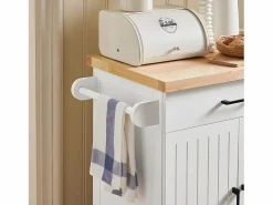 Online Sobuy Carrito Auxiliar de Cocina con 2 Puertas 1 Cajón 1 Toallero y 4 Ruedas Carro de Servir Multiusos Armario de Cocina 74.5x 45,5 x 91 cm FKW119-WN ES Blanco