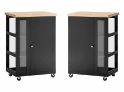 Hot Carrito Auxiliar de Cocina con 3 Estantes 1 Puerta y 4 Ruedas Carrito de Servir Multiusos 60 x 40 x 90 cm FKW75-SCH ES Mueble Camarera