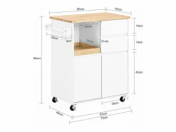 Discount Sobuy Carrito Auxiliar de Cocina con 2 Cajones FKW123-WN ES Blanco