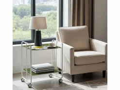 Don Hierro Carrito auxiliar plegable con ruedas - Estructura metálica blanca, 2 estantes laminados Decorado Manzanilla – 72*66*43 cm - BAUHAUS