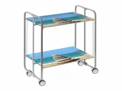 Sale Carrito auxiliar plegable con ruedas - Estructura metálica gris, 2 estantes laminados Decorado Playa – 72*66*43 cm - BAUHAUS Mueble Camarera