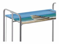 Sale Carrito auxiliar plegable con ruedas - Estructura metálica gris, 2 estantes laminados Decorado Playa – 72*66*43 cm - BAUHAUS Mueble Camarera
