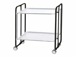Hot Carrito auxiliar plegable con ruedas - Estructura metálica negra, 2 estantes s laminados – 72*66*43 cm - BAUHAUS Mueble Camarera